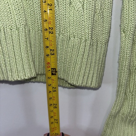 Brooks Brothers Cable Knit Sweater XL Green Italian Mercerized Cotton Crewneck - Picture 5 of 7